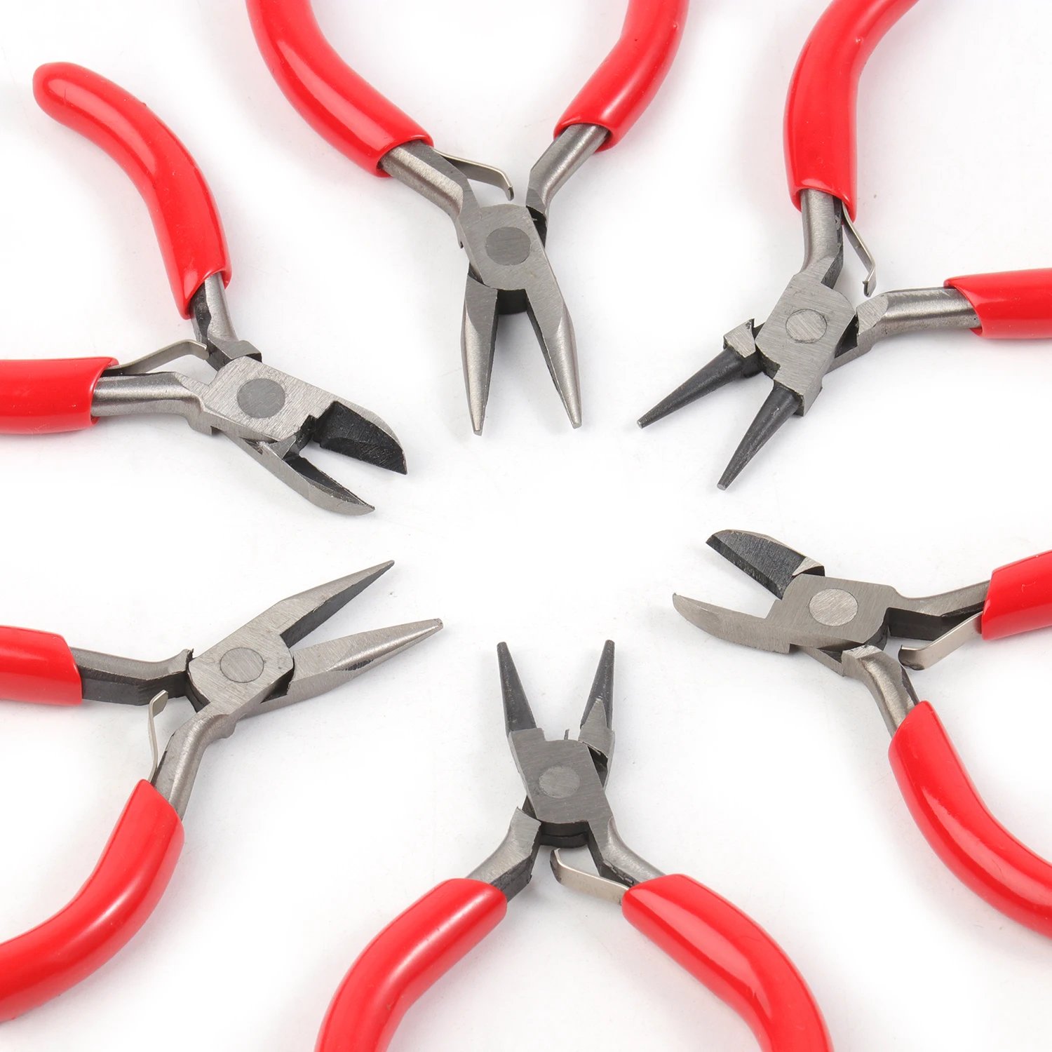 Red Pliers Stainless Steel Jewelry Tools DIY Findings Hardware Tools Round Head Pointed Nose Pliers Side Cutter Pliers 1pcs