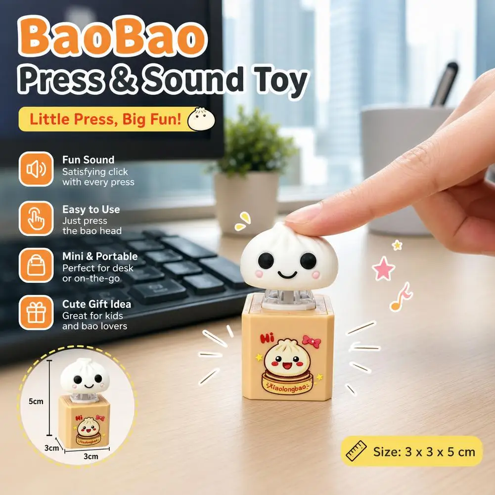 Baozi Luminous Sound Keychain Pendant Decompression Toy Trendy Toy Button Decoration Toy Creative Luggage Accessories 1pcs