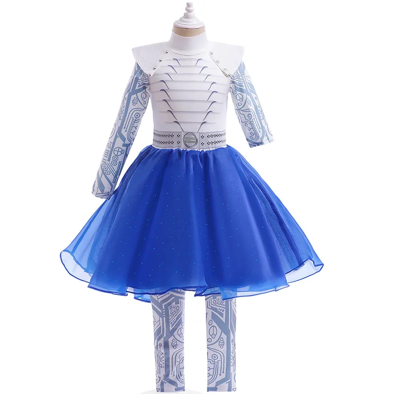 

Zombies Role Play Girls Dress Set Children Printed Cheerleading Uniform Mesh Stitching Stage Party Dress Birthday Costume