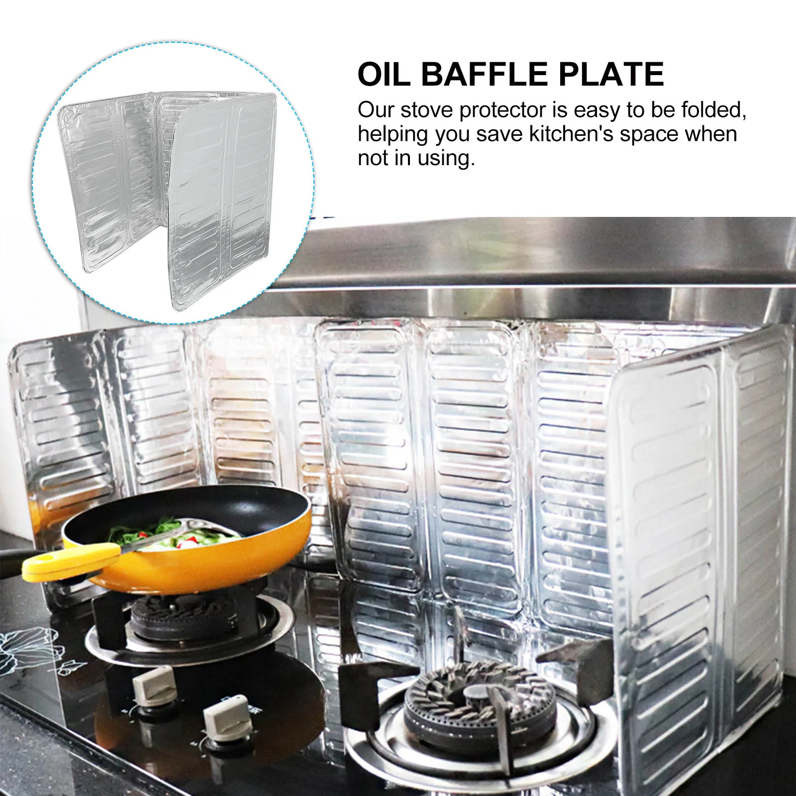 

5pcs Stove Oil Baffle Plate for Gas Cooker Heat Resistant Kitchen Splash Guard Easy Fold Non-Stick Greaseproof Protector Range