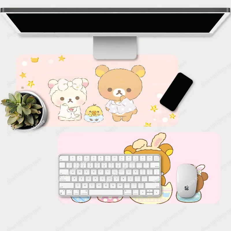 Cute Cat Rilakkuma Mousepad Gaming Mouse pad Gamer Pc Accessories Deskmat Keyboard Mat Desk Protector Mause Pads