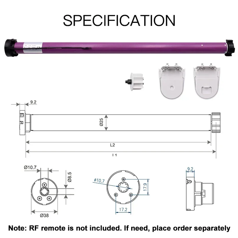 Tuya Smart Life APP Roller Blind Shutter Automatic Curtain Motor AC for 38mm Tube Alexa Google, 25mm Smart WiFi RF Tubular Motor