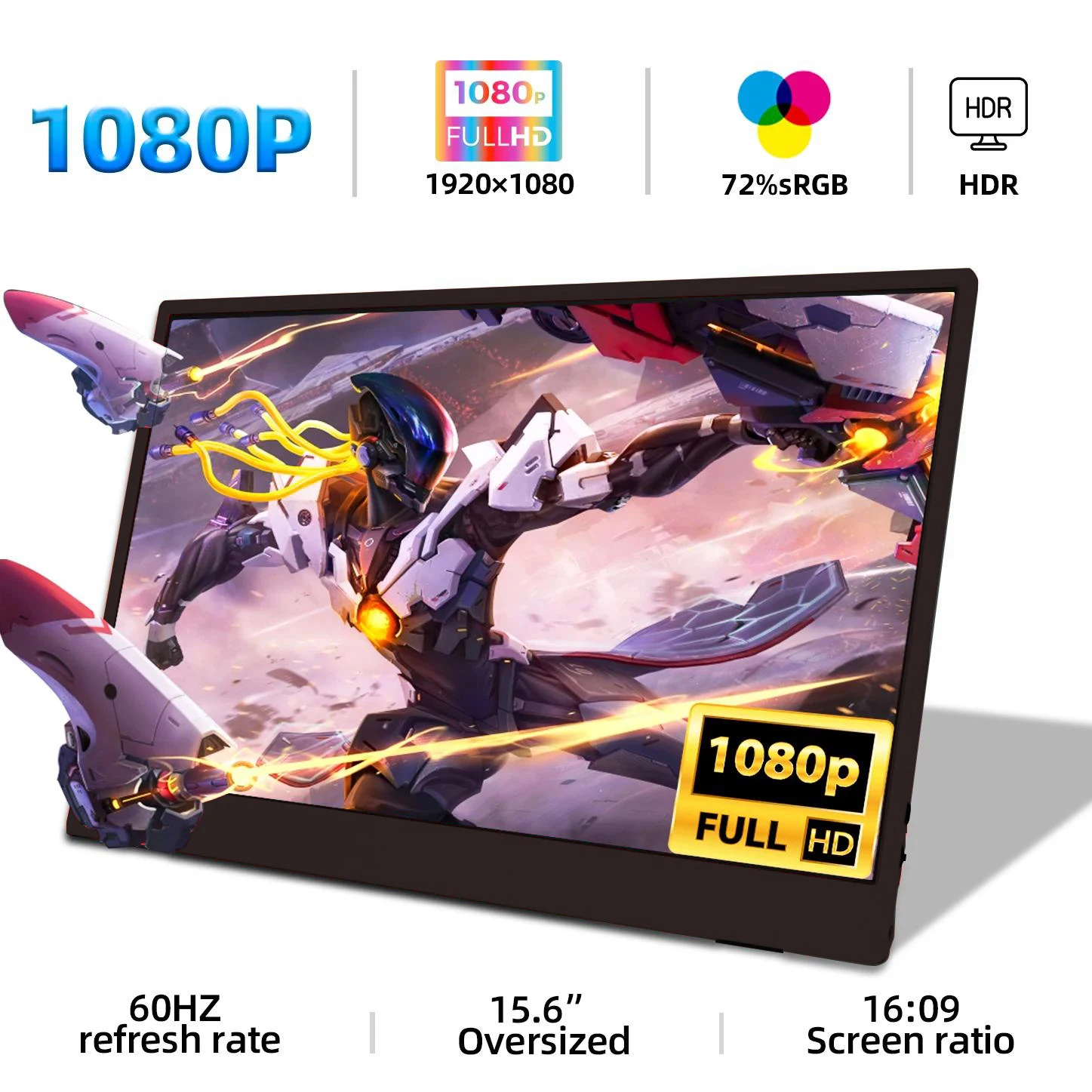 ZSUS 15.6-Inch 1920*1080 Portable Monitor 1080P For Laptop XBox PS4/ 5 Switch Cell Phone PC Extension Mobile Mointor