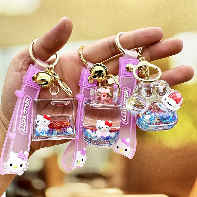 Miniso Sanrio لطيف KT القط مفتاح سلسلة خزان الغاز الإبداعية زوجين موضة حقيبة السيارة مفتاح سلسلة قلادة النساء