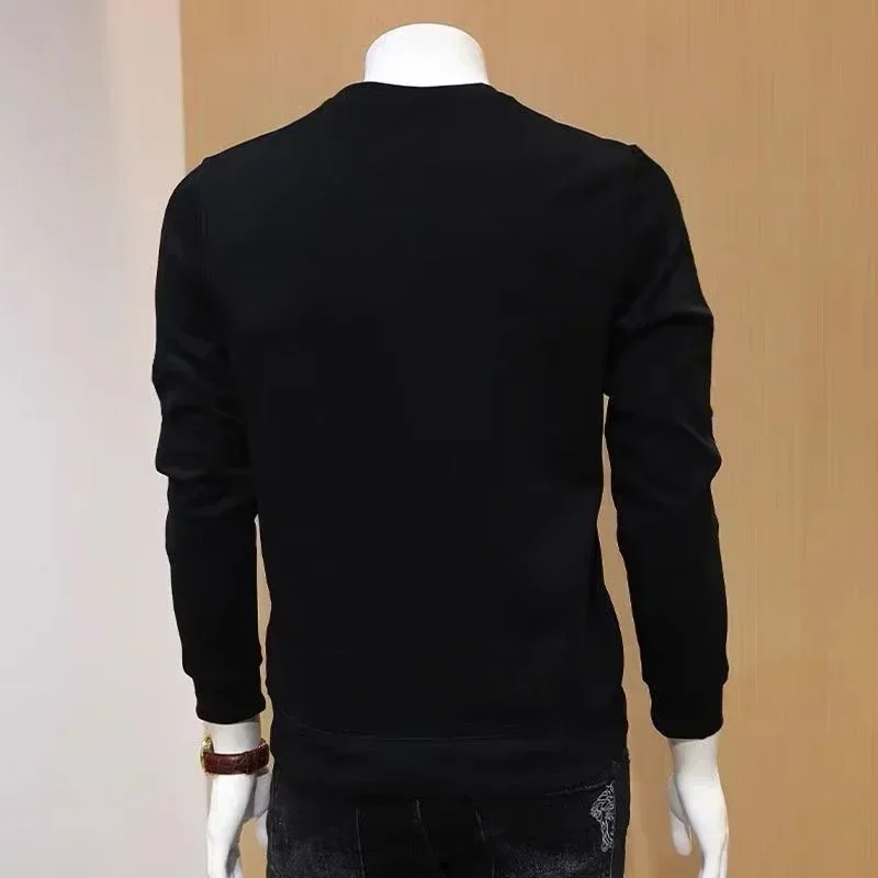 Harajuku Men Graphic Sweatshirts Ski Bear Long Sleeve T-shirt 100% Cotton Trendy Loose Overfit Long Tee Sports Top Men Clothing