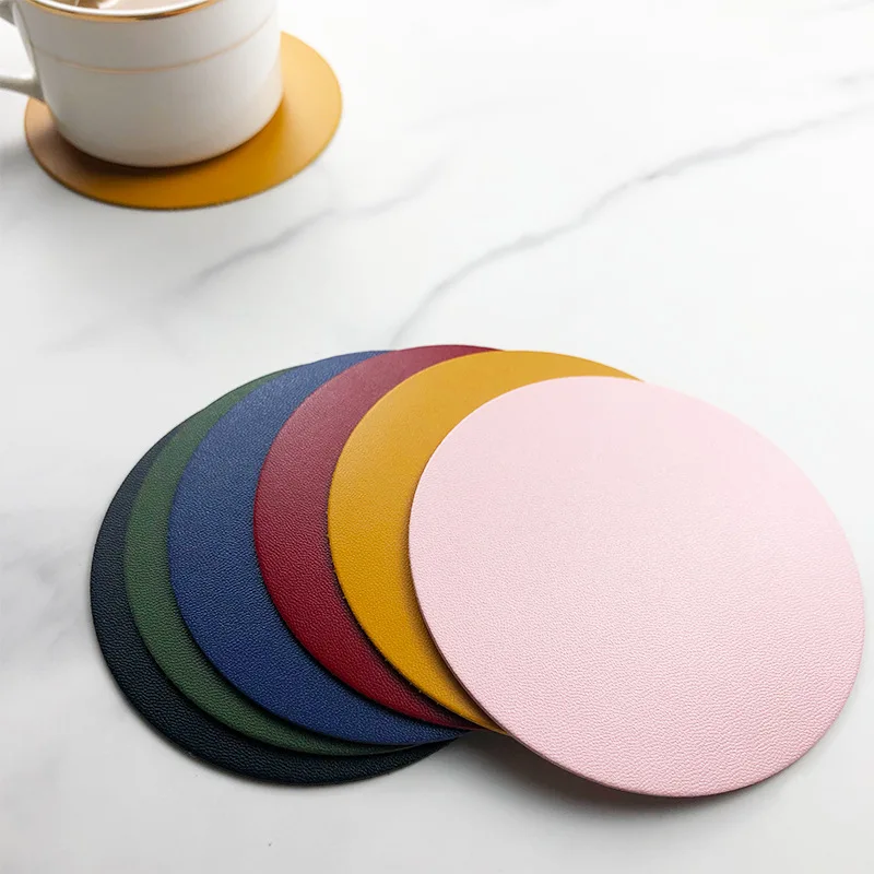 Drink Coasters with Holder, Faux Leather Coasters Sets of 12, Dual Sided Coasters for Coffee Tabletop Protection Non-Slip Washab