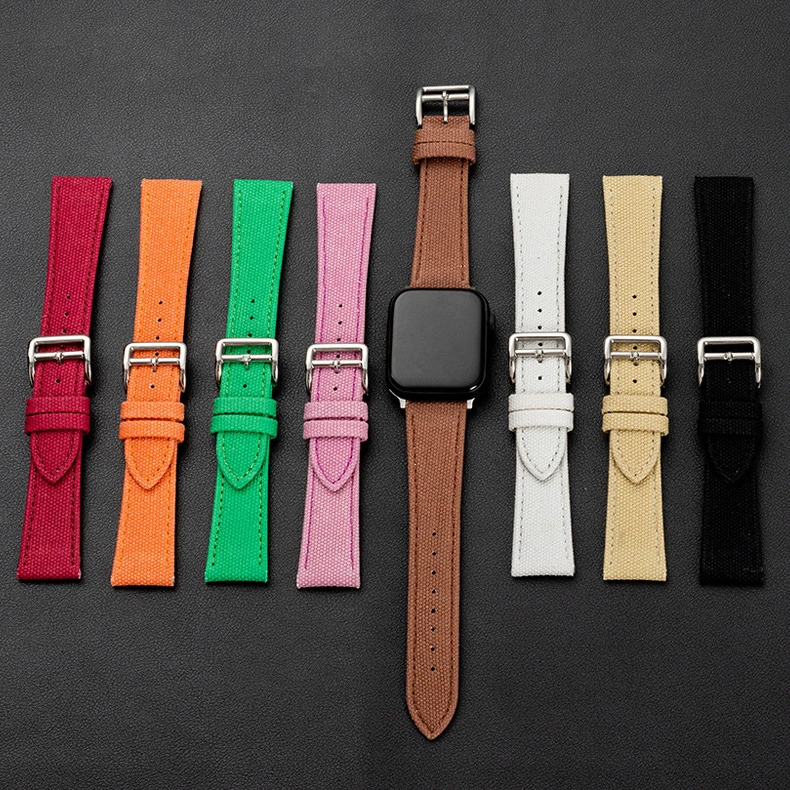 Correa de nailon de lona para Apple Watch Ultra 8, S7, 6, 5, 4, serie Iwatch, pulsera de cuero, 22mm, 42mm, 38mm, 49mm, mujer