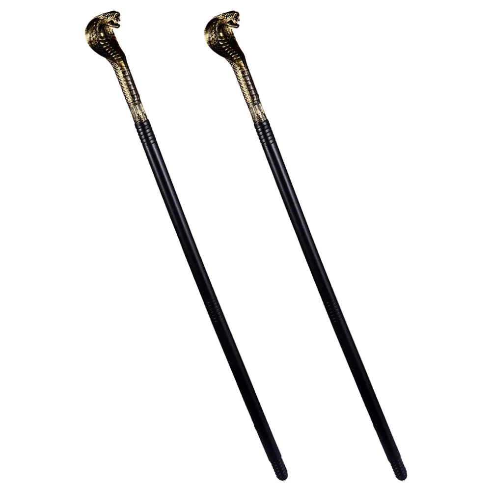 

2pcs Halloween Walking Cane Cosplay Prop Snake Head Scepter Punk Style Costume Accessory Decorative Stick Stage Egyptian Dress