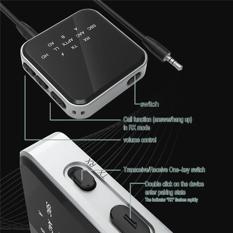 

ГОРЯЧАЯ ПРОДАЖА 2 в 1, HiFi Bluetooth 5,2 AptX HD-передатчик, приемник, беспроводной 3,5 мм AUX оптический адаптер AptX для автомобильной ТВ-стереосистемы