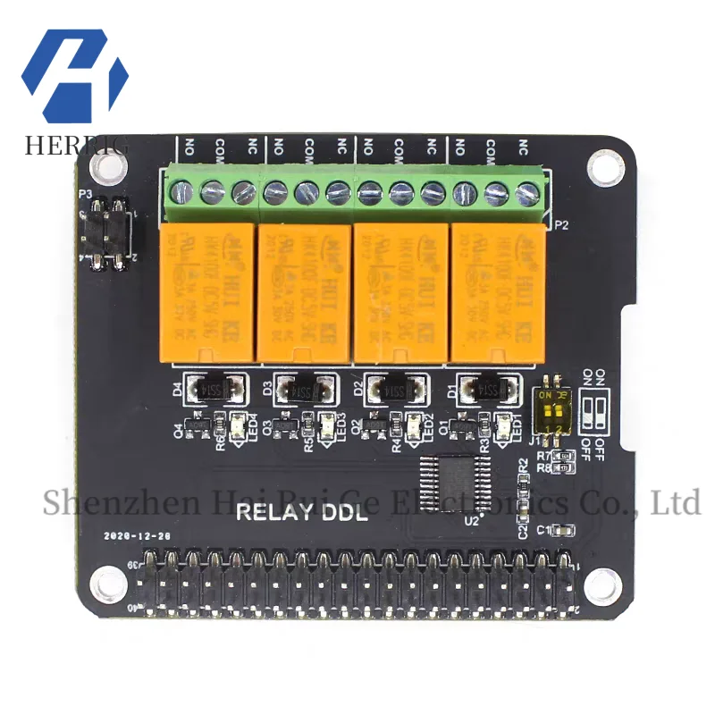

Raspberry Pi 4B/3B+4-way relay expansion board stacked relay switch module