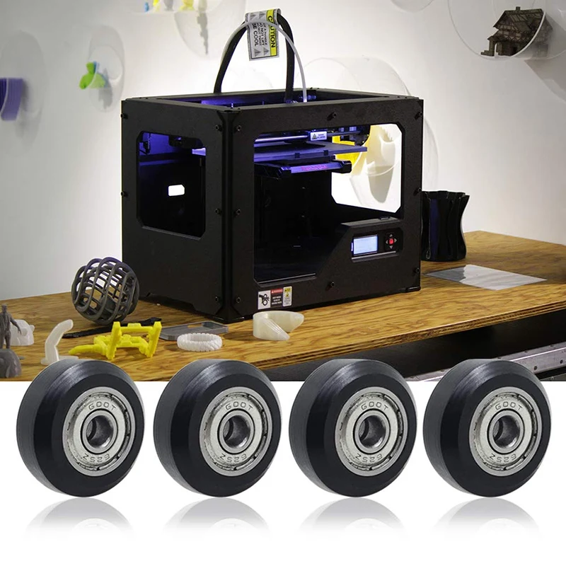 12 قطعة عجلات بكرة بلاستيكية 625Zz مع محامل تروس للطابعة ثلاثية الأبعاد متوافقة مع CR-10 / CR-10S / CNC Router Hybrid