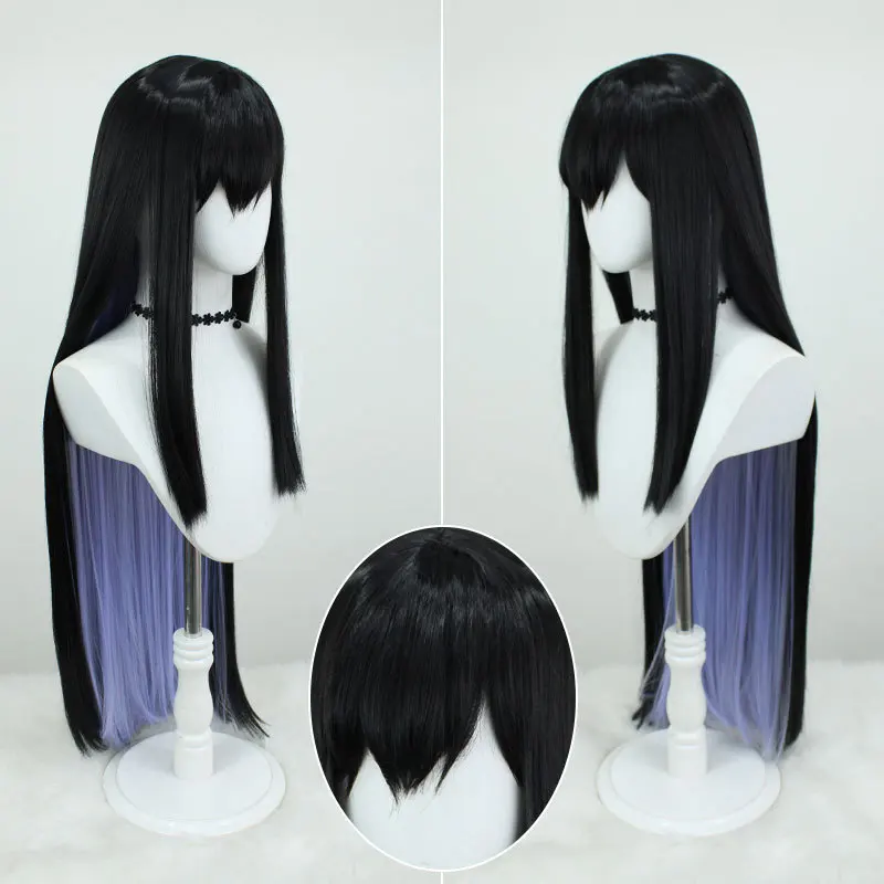 هونكاي ستار السكك الحديدية داليا كونستانس شعر مستعار تأثيري أسود-أرجواني طويل مستقيم الشعر النساء هالوين حفلة لعب الأدوار بيروكات صناعية #2