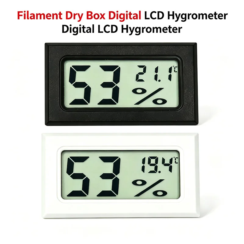 Filament Dry Box Digital LCD Hygrometer, Indoor Temperature Humidity Monitor Optional With or Without Battery 3D Printer Parts
