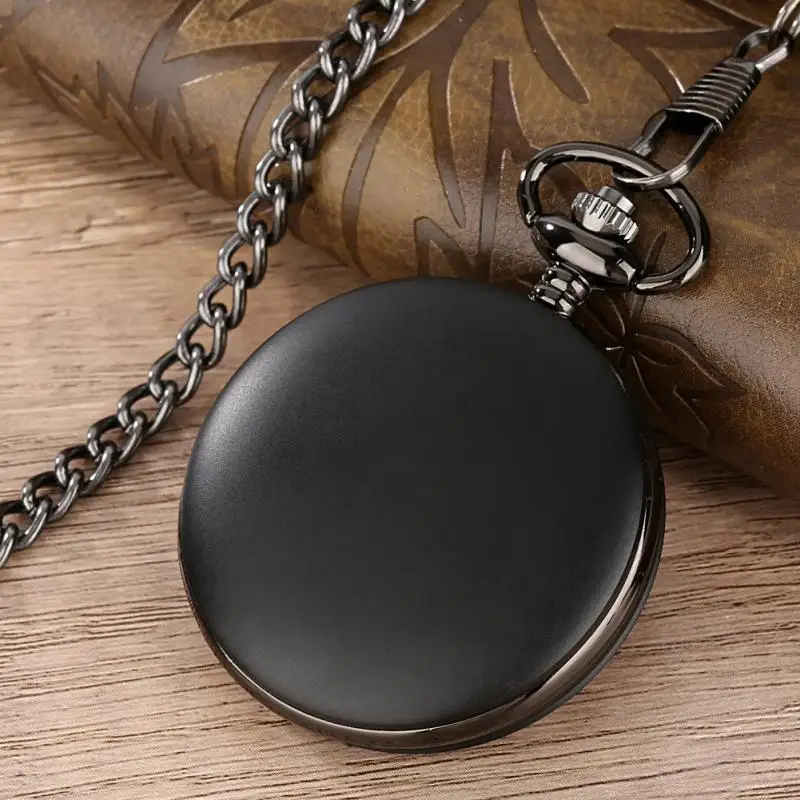 Japan Anime Cosplay Demon Slayer Art Black Old Fashion Quartz Clock Watches Antique Steampunk Necklace Chain Comics Pocket Watch