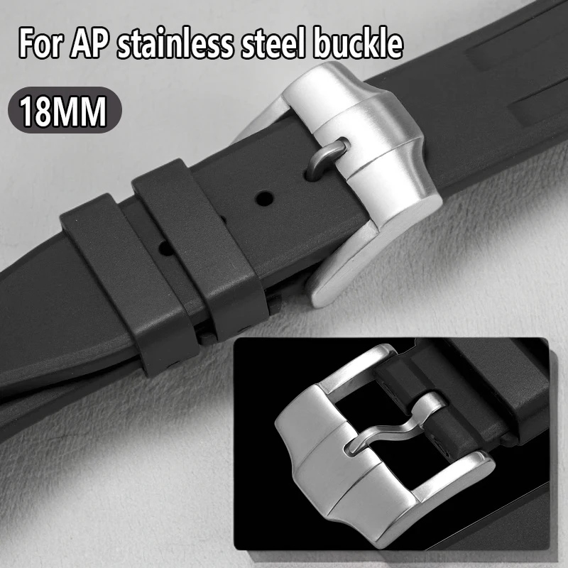 18 مللي متر دبوس مشبك ل أوديمارس بيجيه المطاط حزام من الجلد الفولاذ المقاوم للصدأ مشبك ساعة رويال اوك 15400 15710 GA2100 زر ساعة