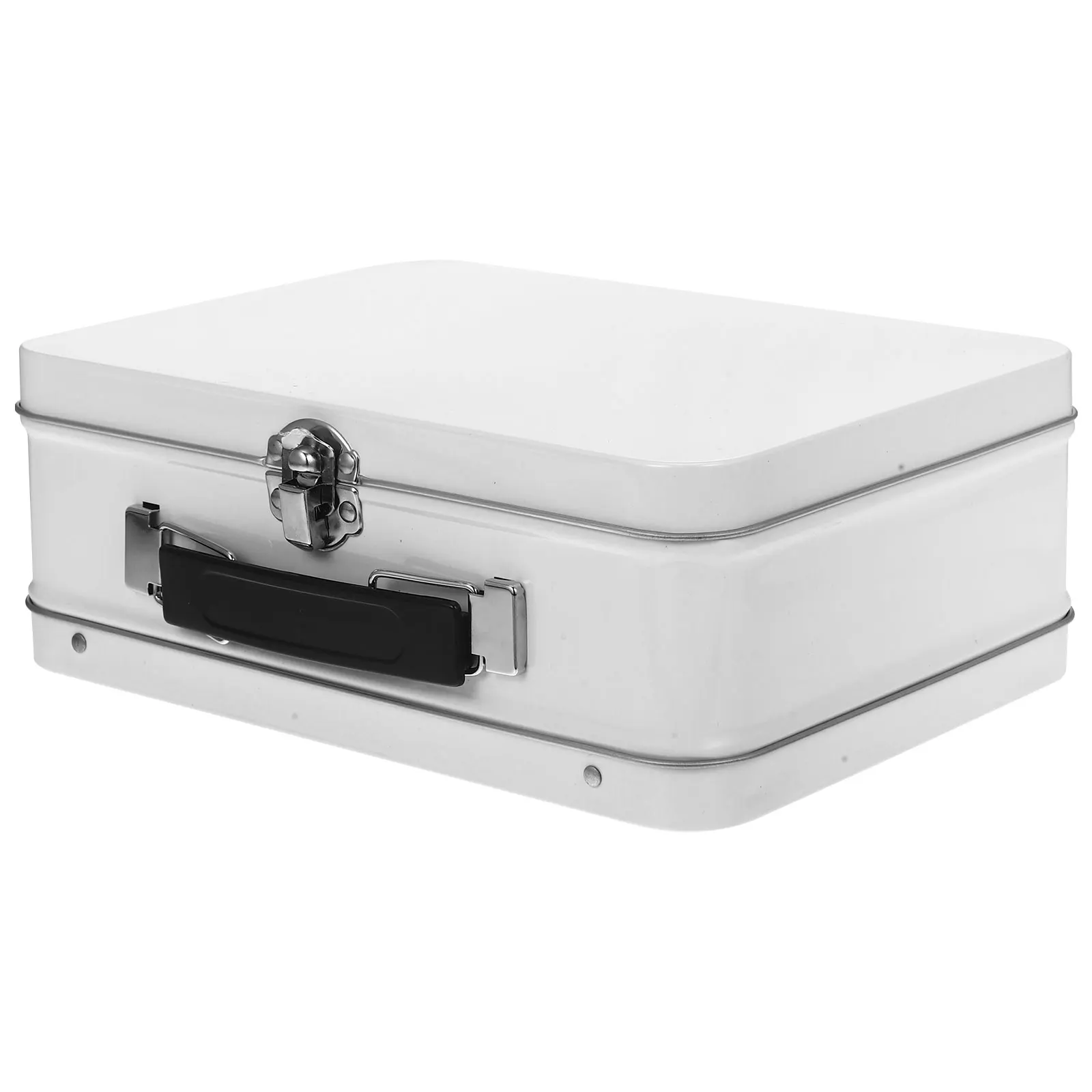 

Jewelry Tinplate Box Boxes Storage with Lid Metallic Case Basket Keepsake Trinket White Baby