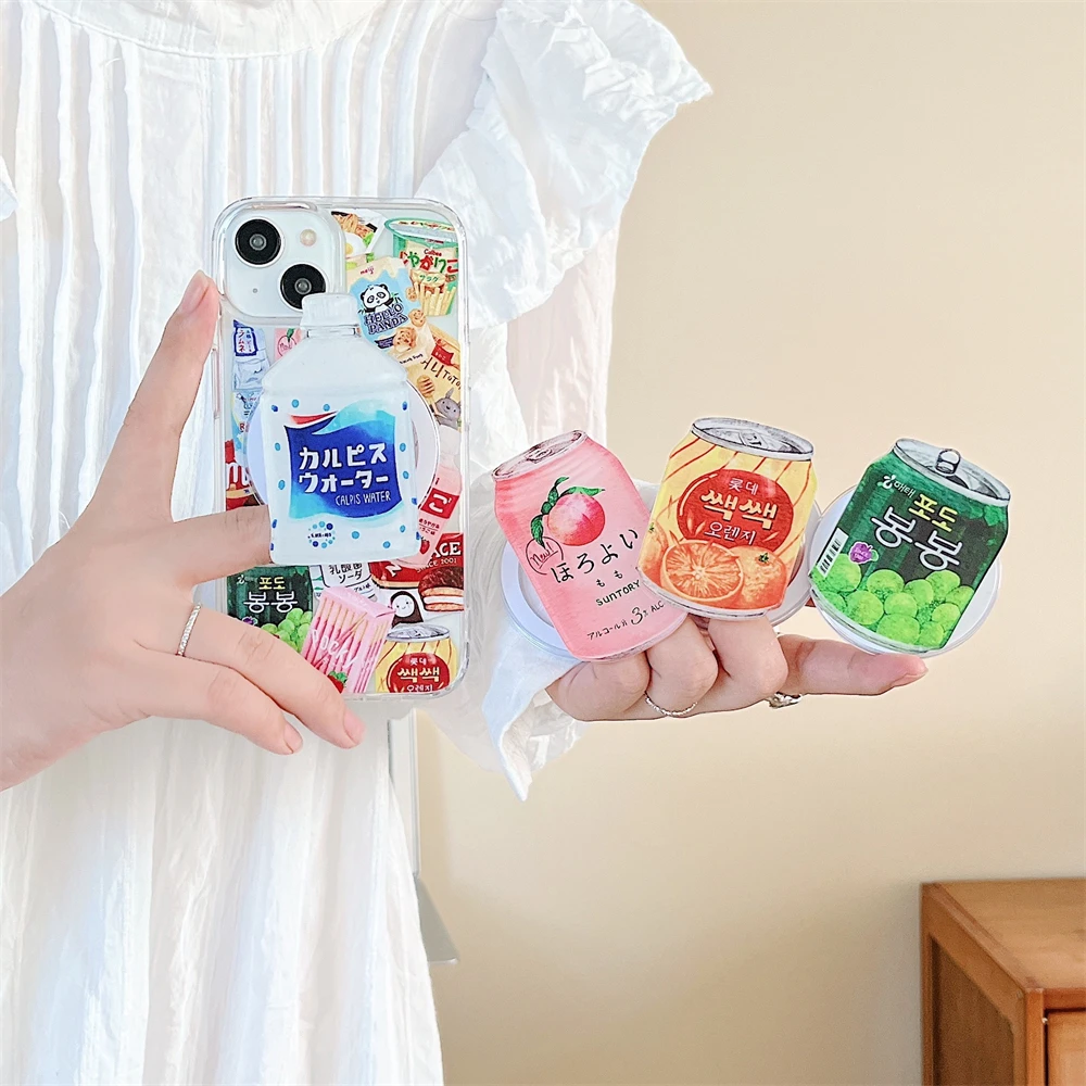 Japan Korea cartoon snacks magnetic holder phone case for iphone 15 14 13 12 11 14 Pro Max X Magsafe wireless charging cover