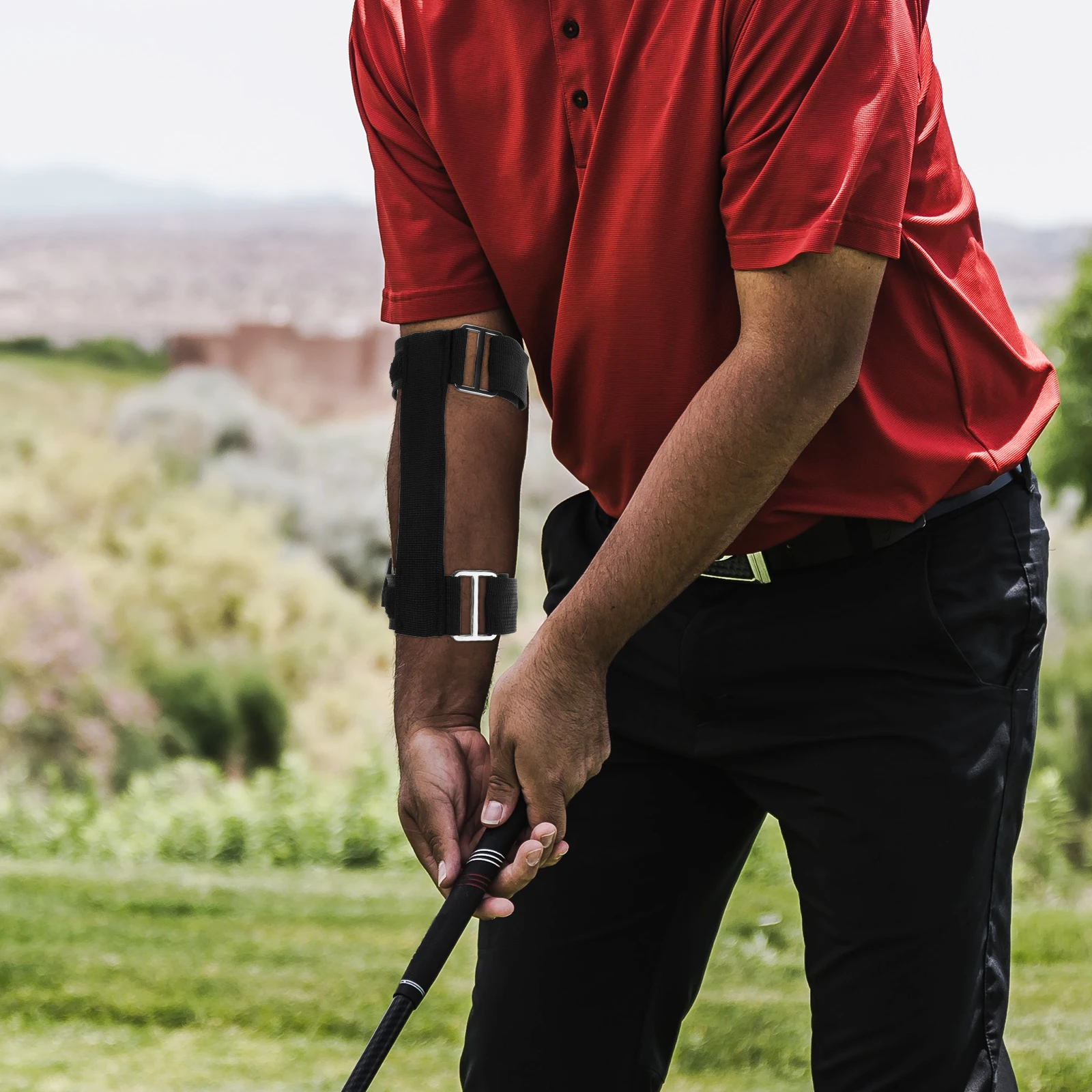 

Golf Swing Trainer Arm Band Corrector Black Polyester Travel Tools Golfs Training Equipment Lightweight Practice Portable