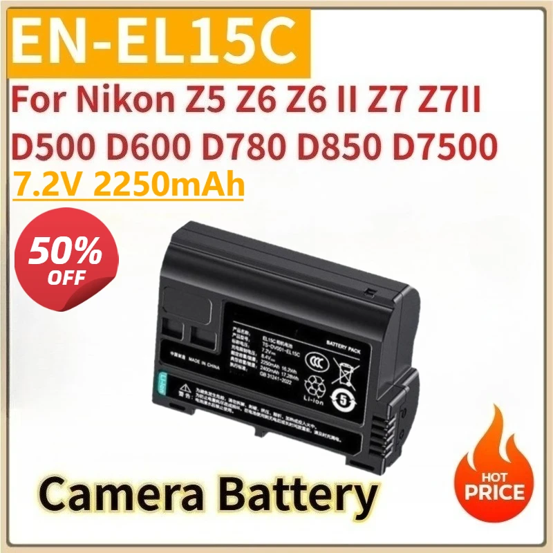 

New Camera Battery EN-EL15C EN EL15C 7.2V 2250mAh for Nikon Z5 Z6 Z6 II Z7 Z7II D500 D600 D780 D850 D7500