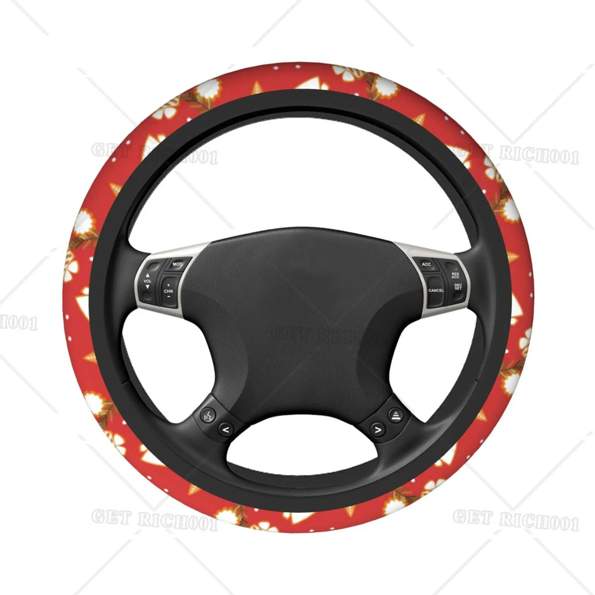 Christmas Gift Stars Snow Gingerbread House Car Steering Wheel Cover Car Decoration Accessories Car Interior for Men Women