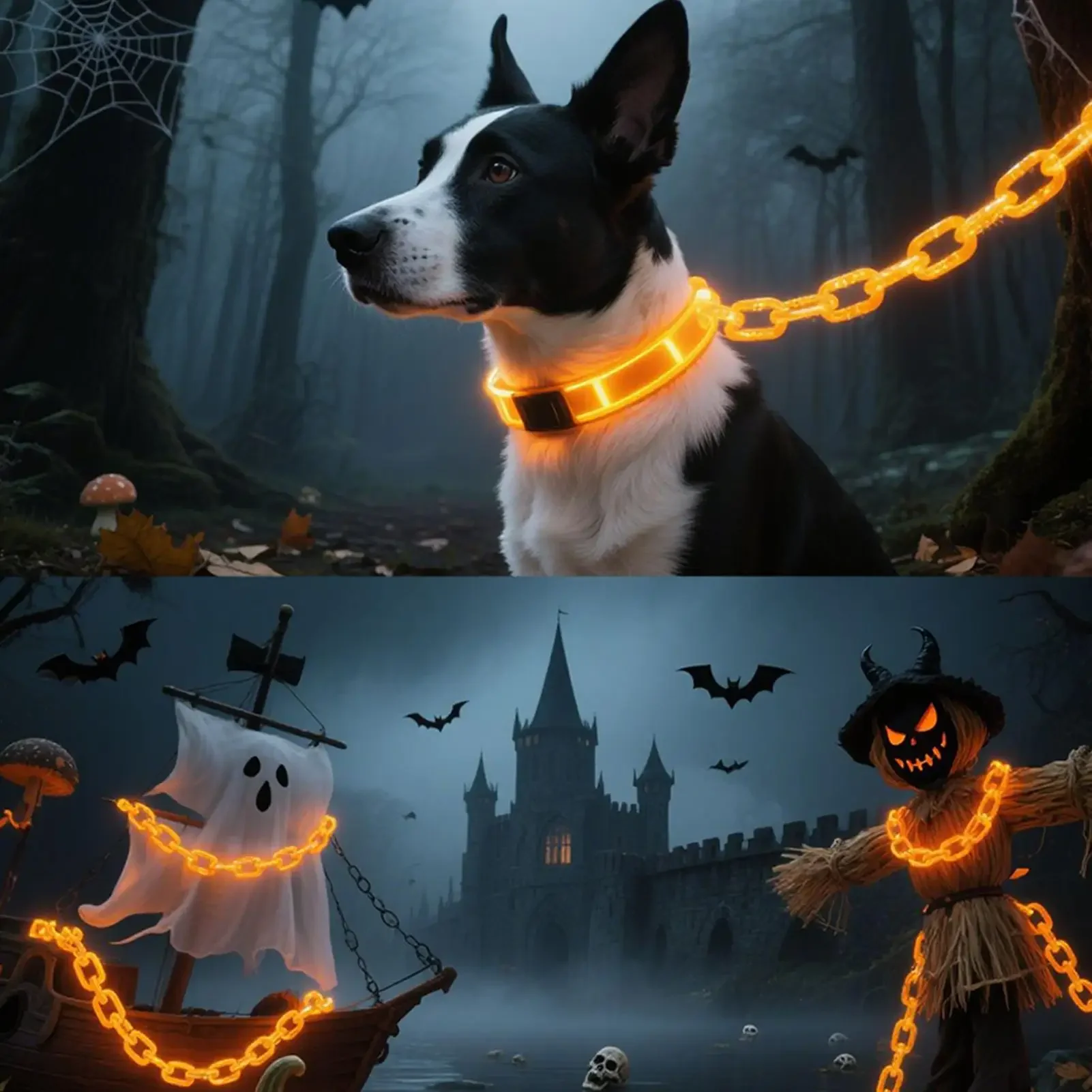 Holiday Lighting Ghost Festival Decoration for Pathway Door Halloween String Lights 8 Modes Timer Chain Shape Lawn Lights