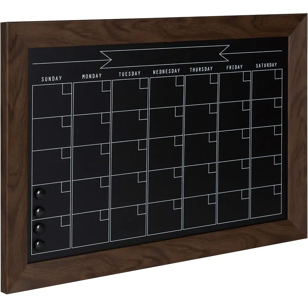 تقويم سبورة مغناطيسية مقاس 18 × 27 من خشب الجوز، إطار مخطط شهري #2