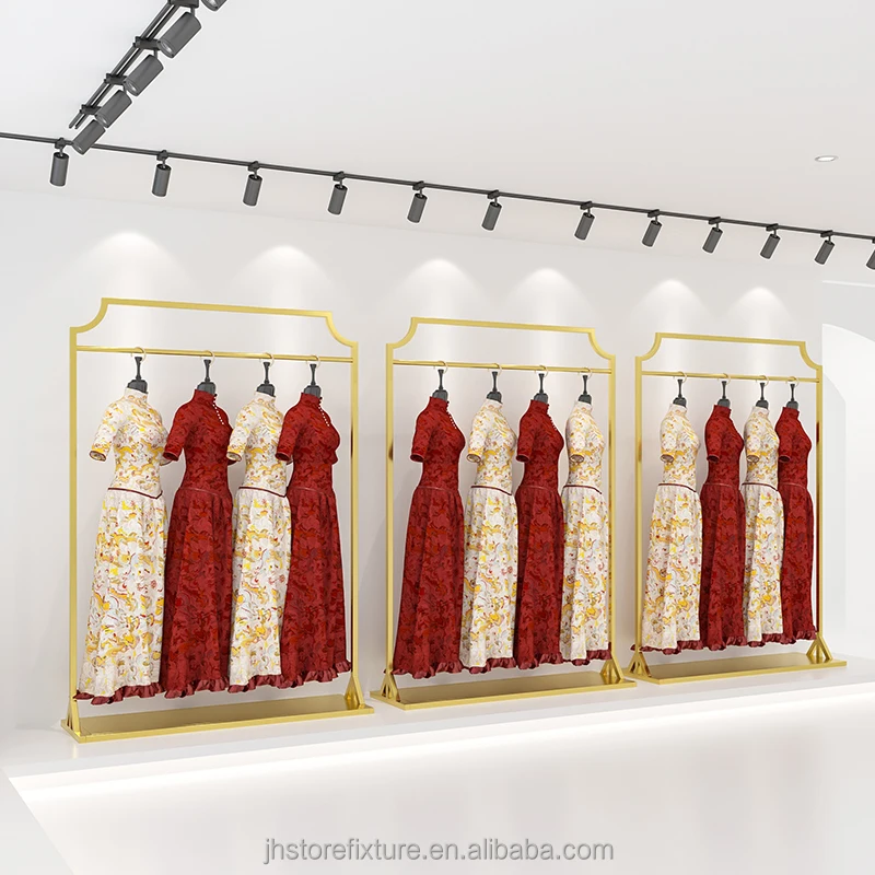 Personalizzato. Risparmia spazio Appendiabiti Armadio da pavimento commerciale resistente Appeso in oro Appendiabiti per abiti da sposa