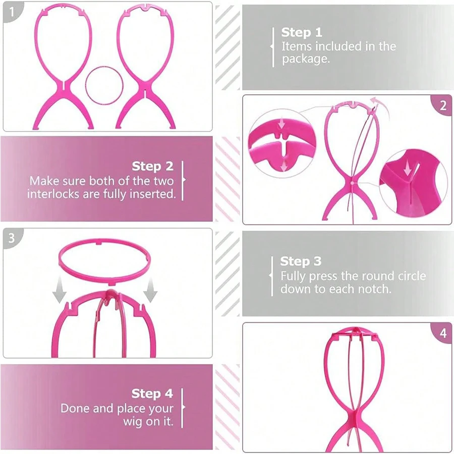 Soporte para peluca plegable, soporte para peluca duradero, herramienta de 13,8 pulgadas, soporte para peluca de viaje para todas las pelucas, 2 uds.