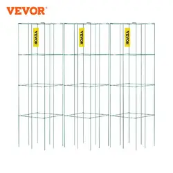 VEVOR Tomato Cages Plant Support Cages 3/5/6/10 Pack Square Steel 3.3 /3.8 FT Green for Garden Plant Care Soil & Accessories