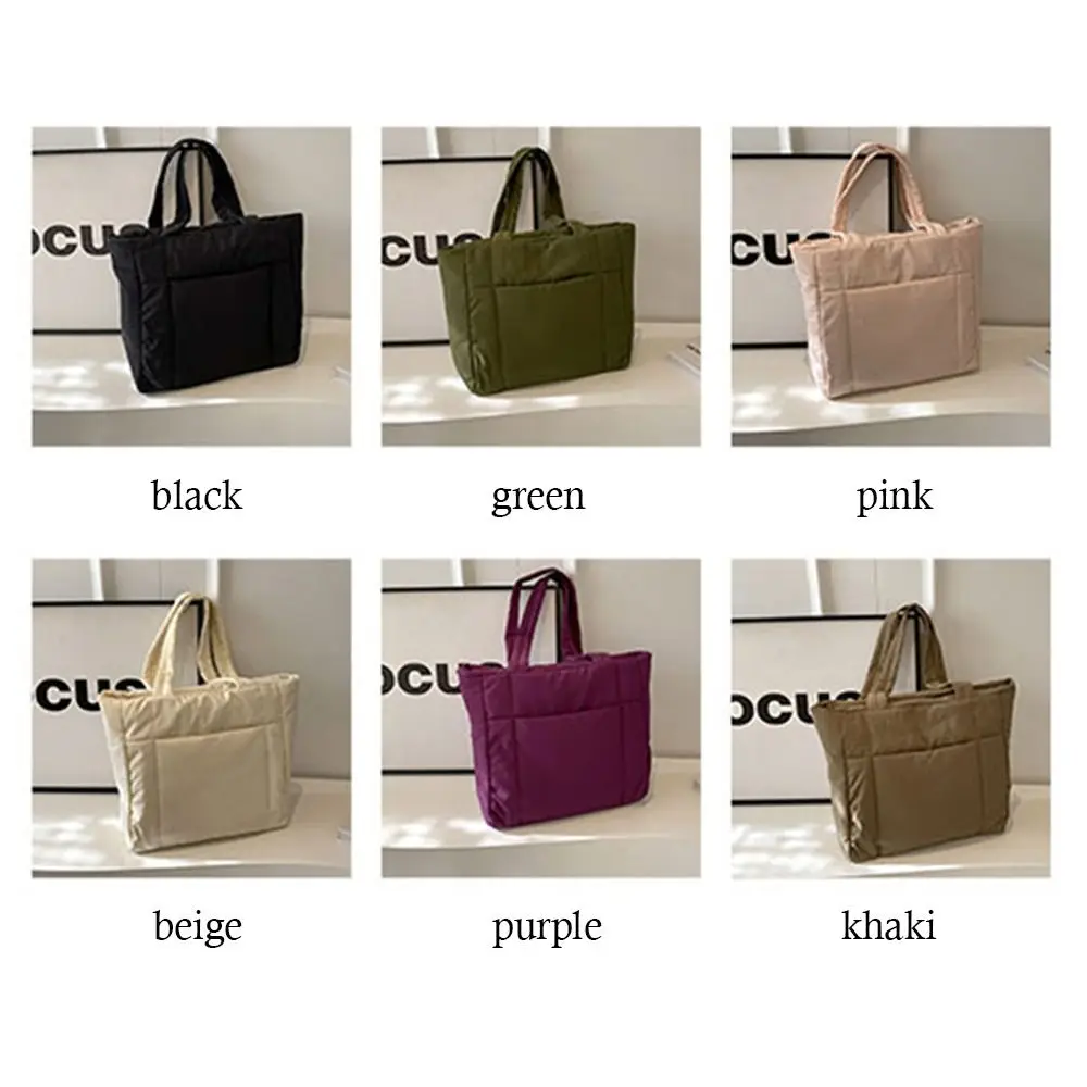 Quilted Shoulder Bag Fashion Large Capacity Portable Commuting Bag Down Cotton Padded Tote Bags for Female