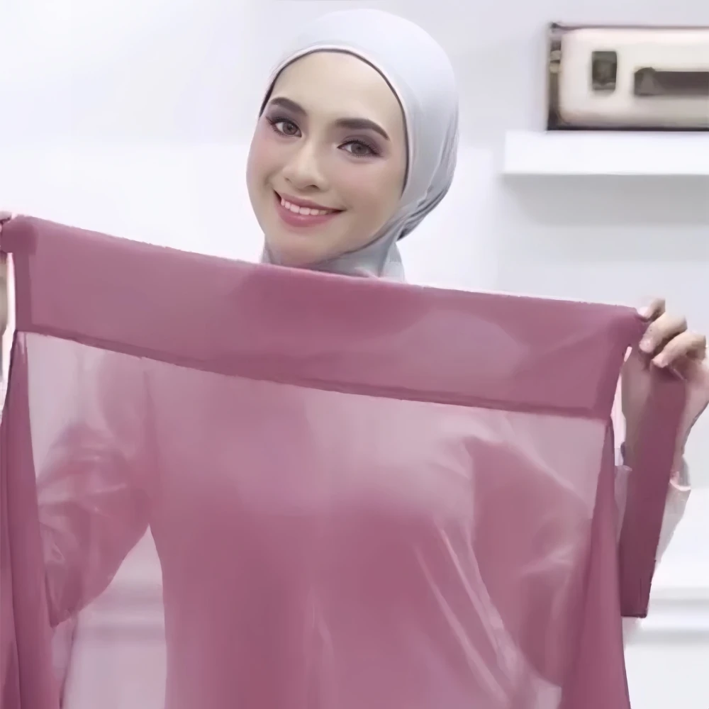 

New Bubble Chiffon Hijab Easy Ware Solid Shawls Muslim Summer Plain Wraps Women's Quality Headscarf