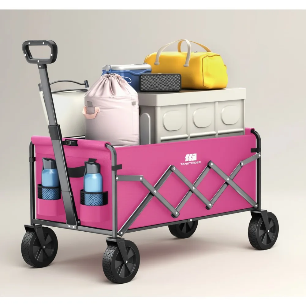 

Розовая складная тележка-тележка - вместимость 200 фунтов, легкая универсальная тележка для сада, пляжа, кемпинга