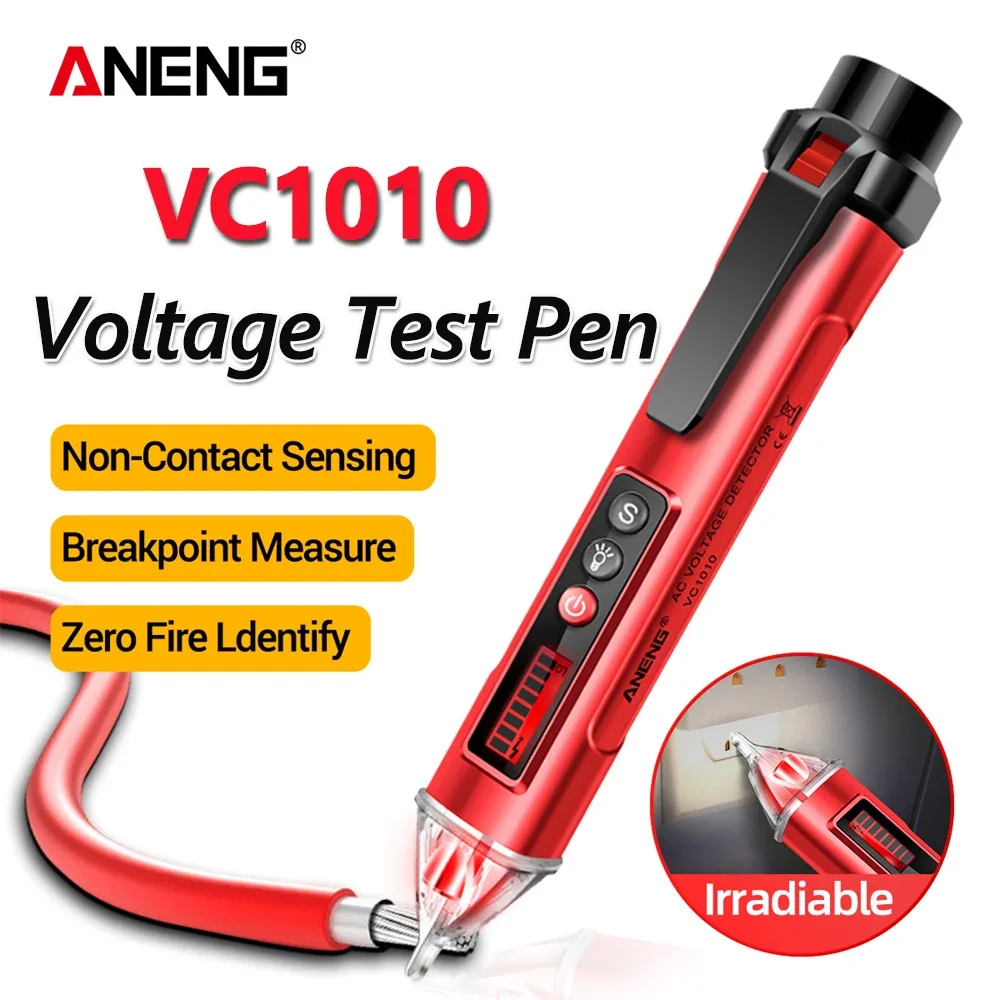 

ANENG VC1010 Digital Voltage Detector Tester Pen 12-1000V Non-contact Volt AC Voltage Zero Fire line Electric Sensor Test Tools