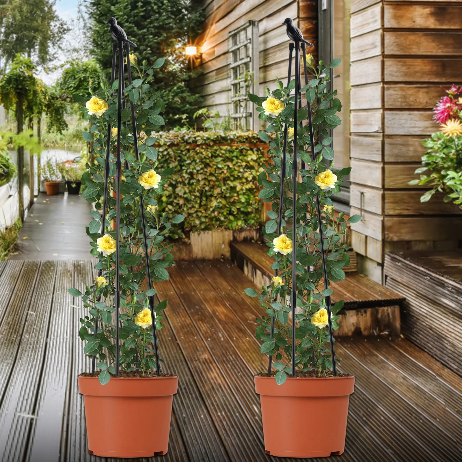 Garden Obelisk Trellis Flower Tower Metal Stakes Support Frame Plant Growing Equipment Steel+PP 120cm Flowers Holder