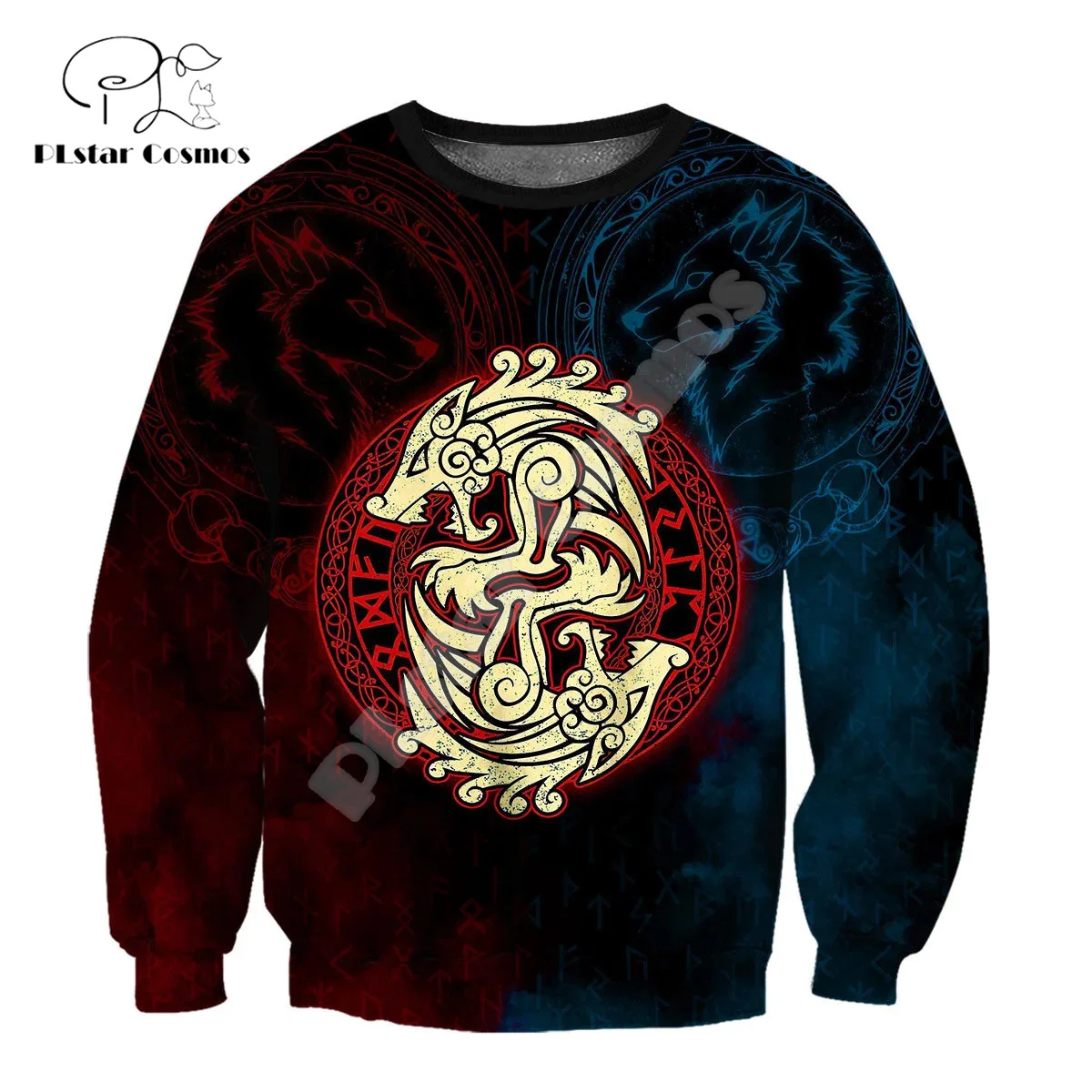 NewFashion Newest Nordic Mythology Warrior Odin Fenrir Wolf Tattoo 3DPrint Men/Women Pullover Harajuku Casual Jacket Hoodies Q22