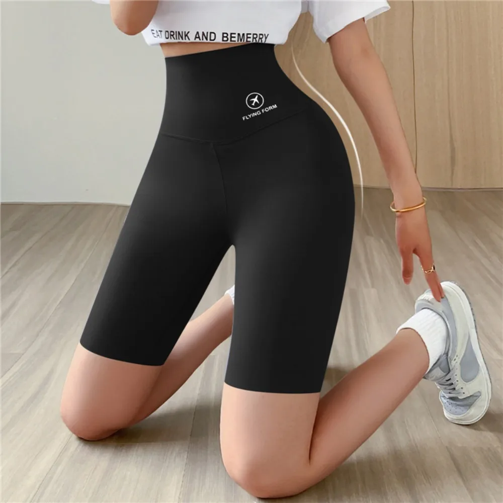 Fashion Polyester Fibre Thin Five-cent Yoga Pants Slim Fit High Waist High Waist Yoga Pants Elastic Sports Short Leggings Women