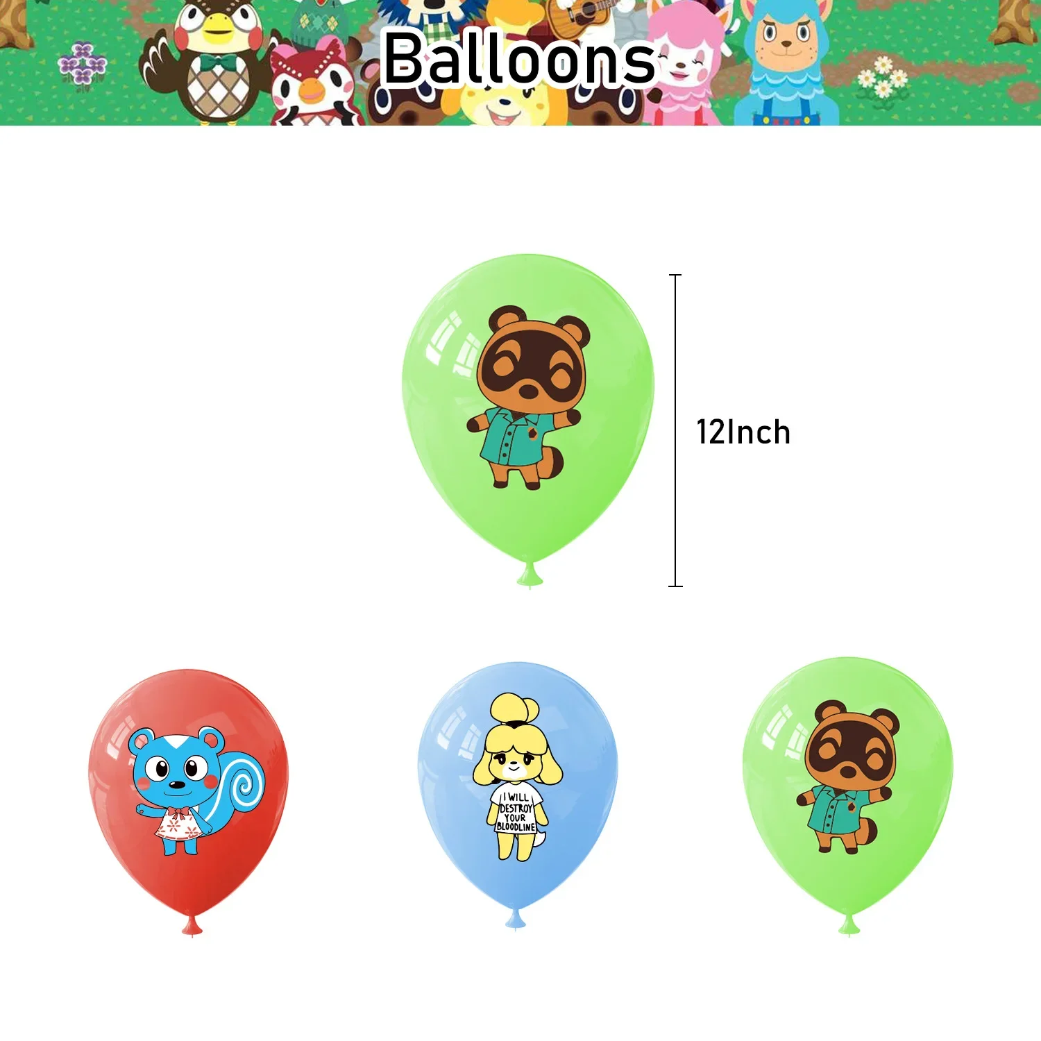 Cartoon Animal Crossing Theme DIY Balloons Party Supplies Birthday Banner Latex Balloon Decoration Cake Supplies Kid Girl gift