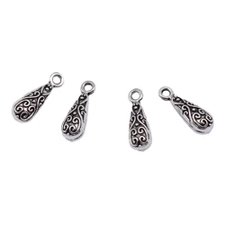 20pcs/lot 15x5x5mm Carved water drop Charms accessories For Jewelry Making Antique Silver Color 0.59x0.2x0.2inch