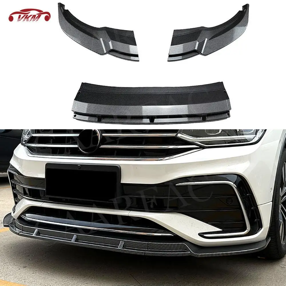 Front Lip Bumper Spoiler Splitter for Volkswagen Tiguan Rline 2021+ Front Bumper Extension Cover 3Pcs/Set ABS Car Accessories