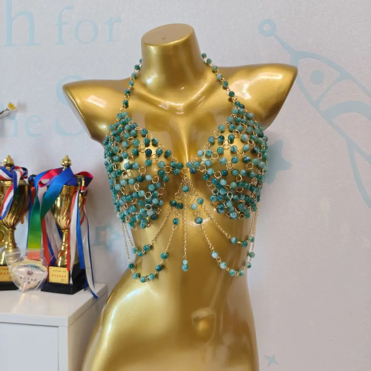 European And American Handmade Beaded Pearl Shell Chest Chain Hawaii Vacation Beach Sexy Body Chain Strapless Outfit
