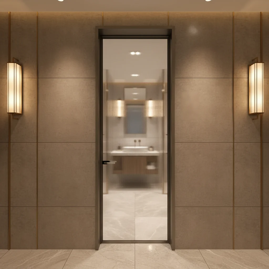 

New Product Aluminum Double Glass Narrow Frame Casement Door Bathroom Door Toilet Door