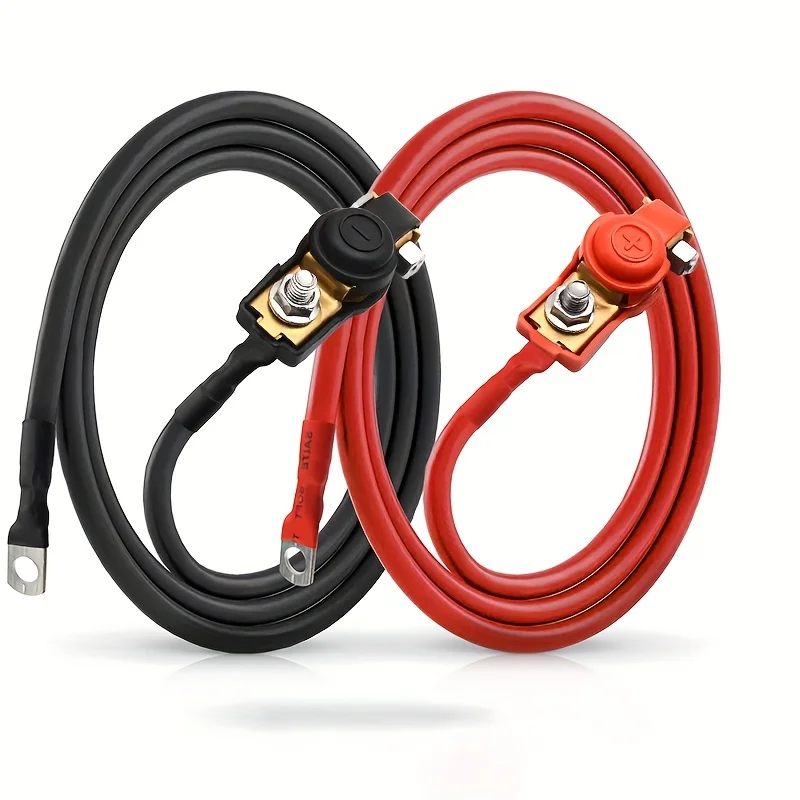 D2 Pure Copper Battery Cable 10AWG Positive Negative Terminals Wire for Car Motorcycle Truck Auto Electrical Accessories