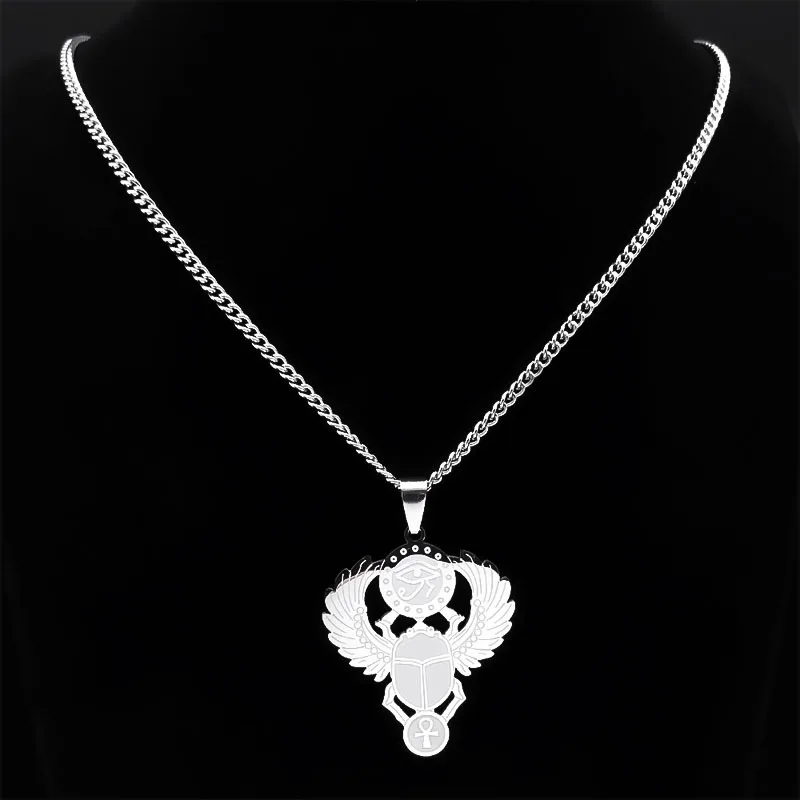 سكراب عين حورس عنخ قلادة الفولاذ المقاوم للصدأ للنساء المصريين القدماء آلهة مفتاح الحياة القلائد مجوهرات هدايا N2336S03 #5