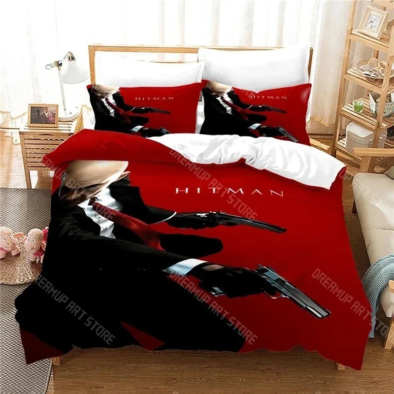 3D Printed Hitman Game Killer Bedding Set for Boys Girls Duvet Cover Pillowcase Twin Queen King Full Single Double Sizes