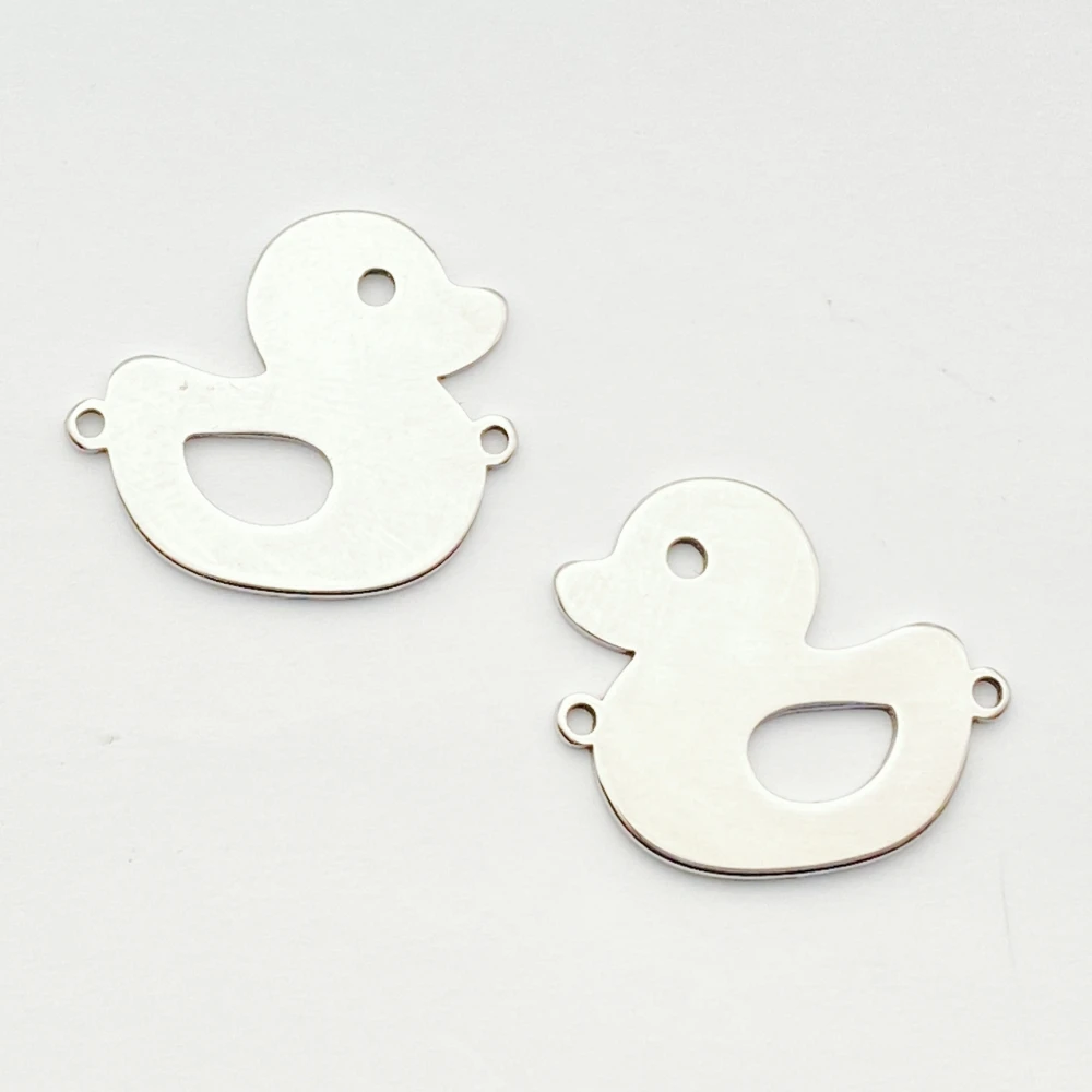 10Pcs/Lot Wholesale Stainless Steel 316 21*19MM Mini Duckling Charm Animal Ugly Duckling Pendant Girl DIY Craft  Jewelry Making