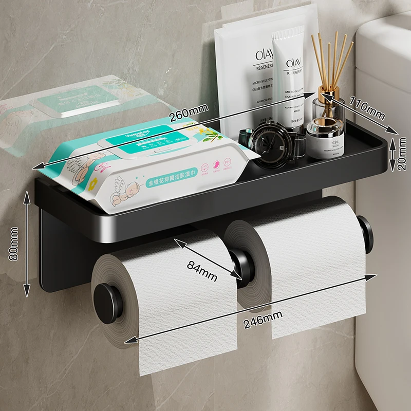 

Toilet tissue box wall mounted toilet tissue holder bathroom non perforated Toilet Paper Holder Bathroom Shelf Towel Rack