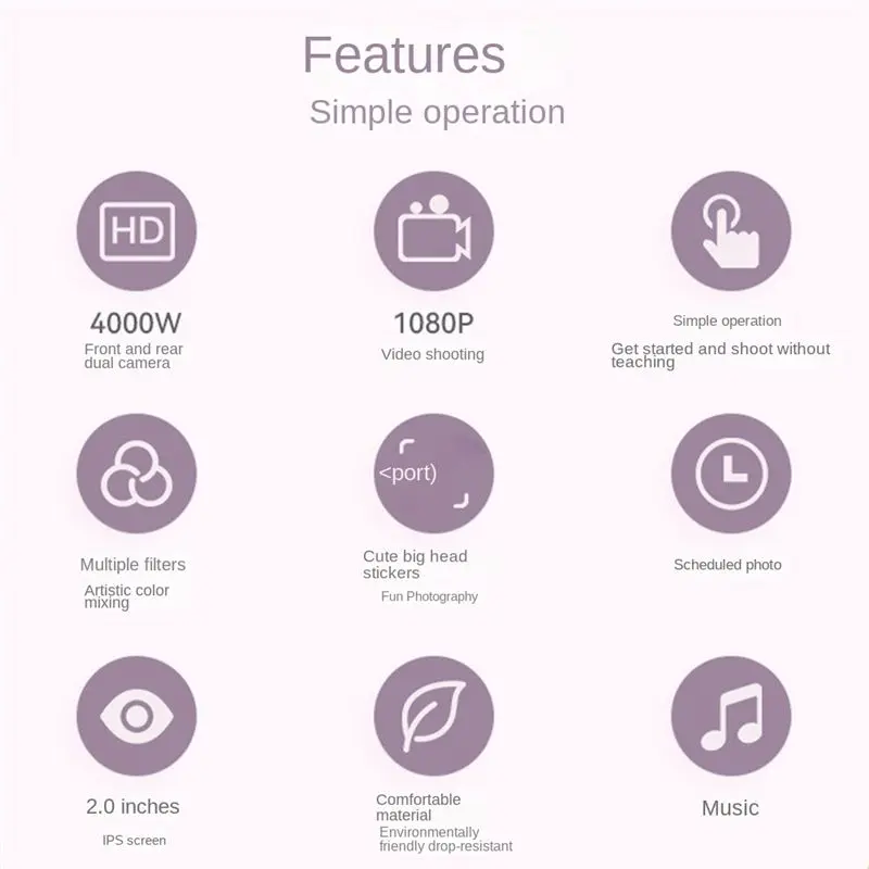 

Component Children Kids Camera Mini Digital Camera 1080P Video Camera with 32GB SD Card for Children Baby Gifts Pink