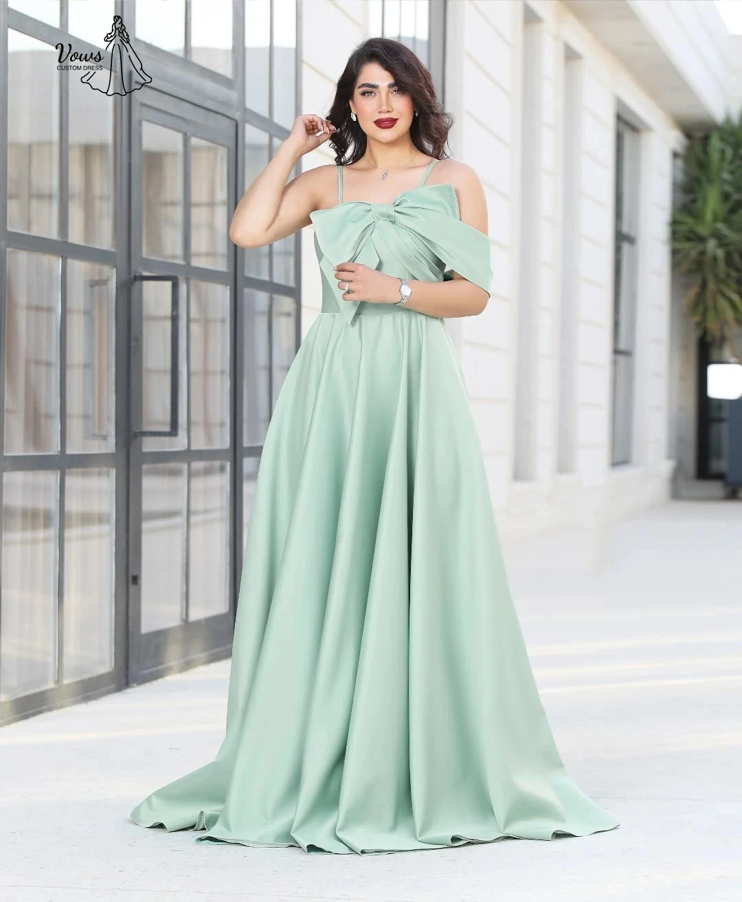 فساتين سهرة نسائية فاخرة من Vows للمناسبات مصنوعة حسب الطلب ربطة القوس فيونكة ثوب حفلة كلمة فستاين سهرة/فساتين الحفلات الساتان فستان حفلة موسيقية فاخر 2025