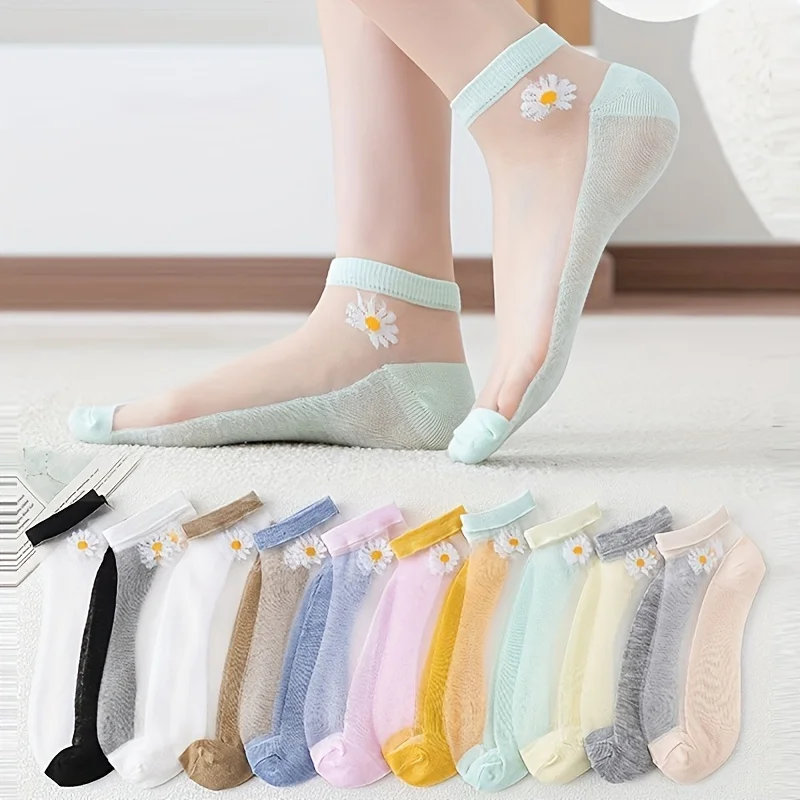 

9 пар женских носков Daisy Mesh: дышащие, мягкие и удобные для повседневного ношения.
