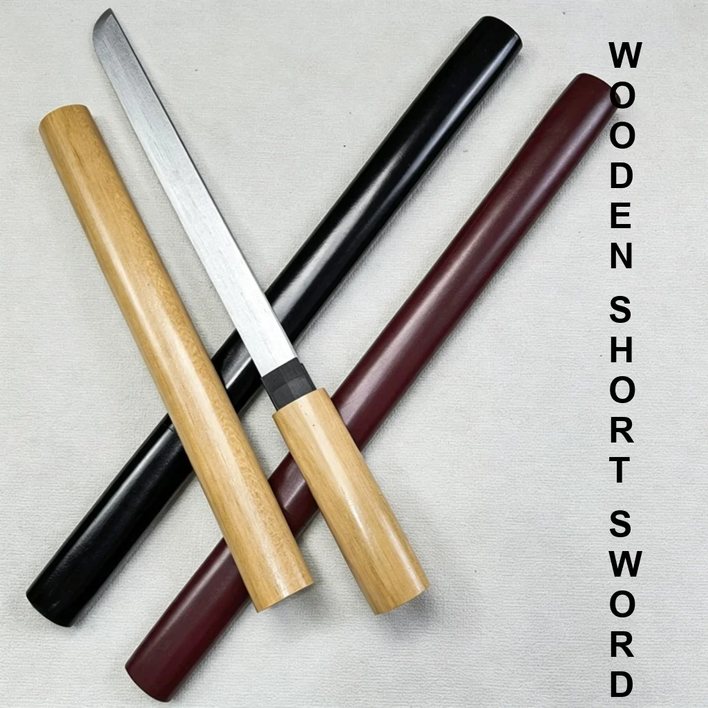 ÉPéE En Bois Avec Fourreau, ÉPéE En Bois, ÉPéE Courte D'iaido, Lame De Samouraï, ÉPéE De Pratique De Kendo, ÉPéE Horizontale Tang, ÉPéE En Bois De Bambou-image